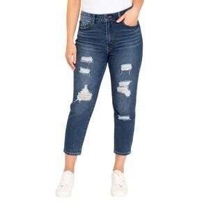 BLUE SPICE Jeans Juniors 15 Dark Wash Skinny Girlfriend Distressed Ripped New‎